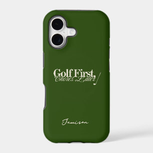 'Golf First, Chores Later' Funny Classic Green 