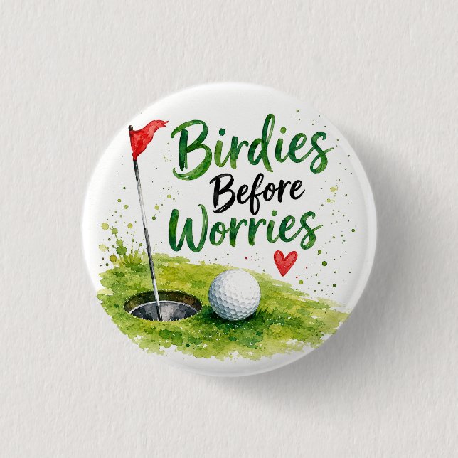 Golf flag and ball on the golf course  1 inch round button (Front)