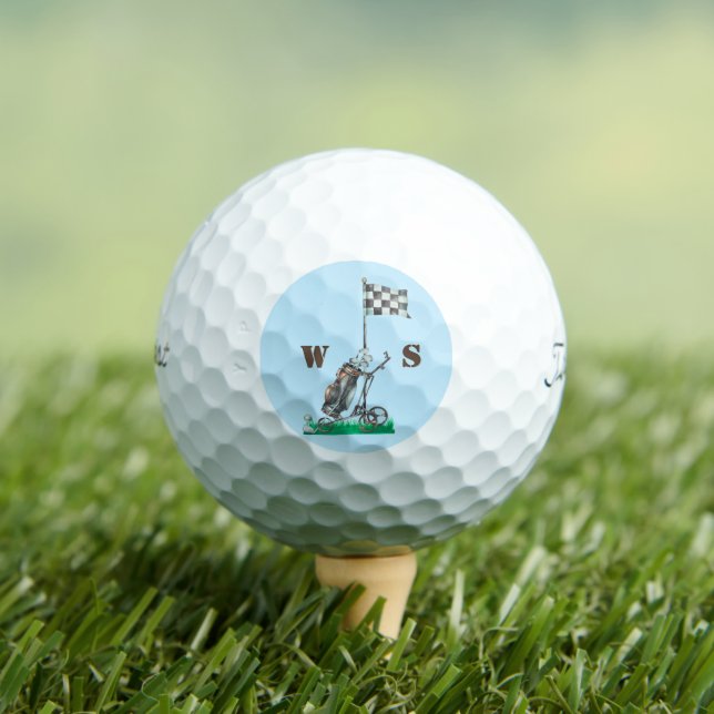 Golf Flag and Clubs Initials Golf Balls (Insitu Tee)