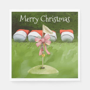 Golf flag  Christmas with lots of Ball golfer Napkin