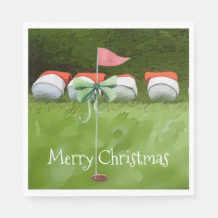 Golf flag  Christmas with lots of Ball golfer Napkin
