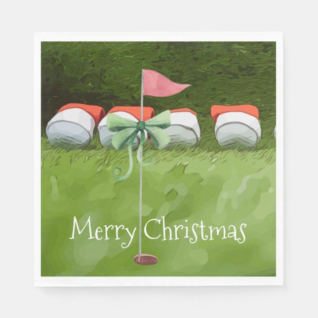 Golf flag  Christmas with lots of Ball golfer Napkin (Front)