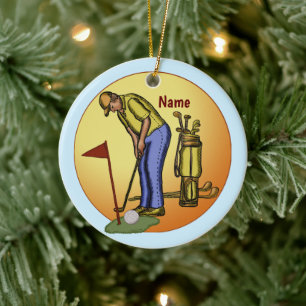 Golf Flag Dad Golf Ceramic Ornament