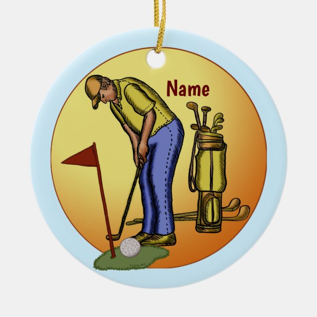 Golf Flag Dad Golf  Ceramic Ornament (Front)