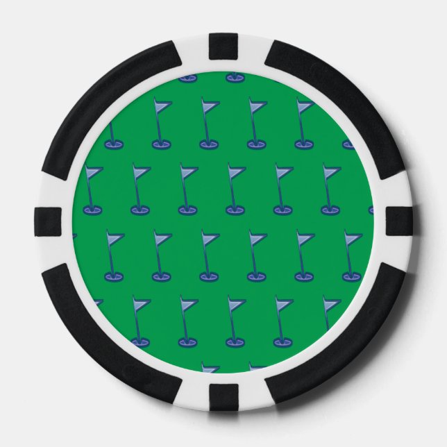 golf flag green poker chips (Front)