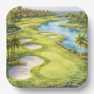 Golf Florida themed golf course Paper Plate