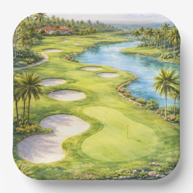 Golf Florida themed golf course Paper Plate (Front)
