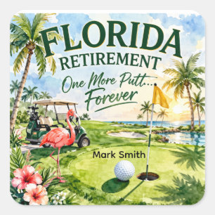 Golf Florida themed with flamingo Square Sticker