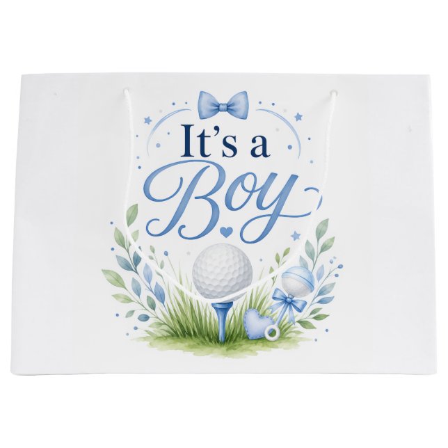 Golf  for baby boy golfer on green large gift bag (Front)