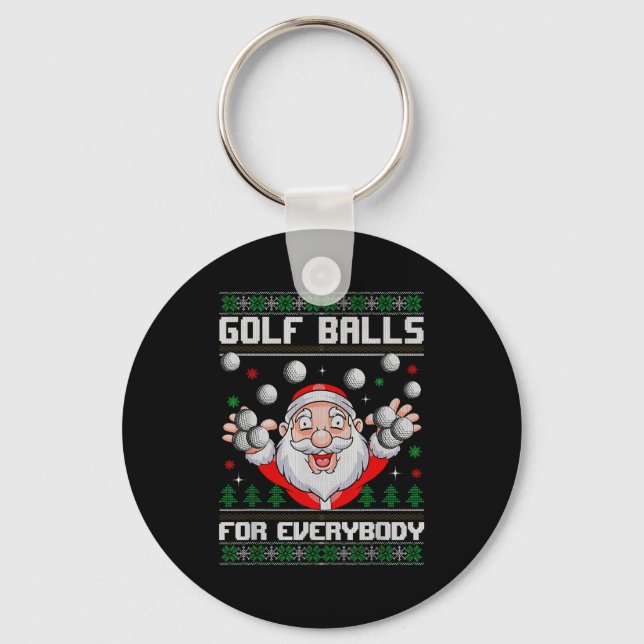 Golf For Everybody Santa Ugly Christmas Golfing  Keychain (Front)