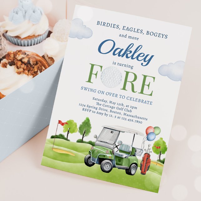 Golf Fore Birthday Golf Golfing 4th Birthday Party Invitation (Creator Uploaded)