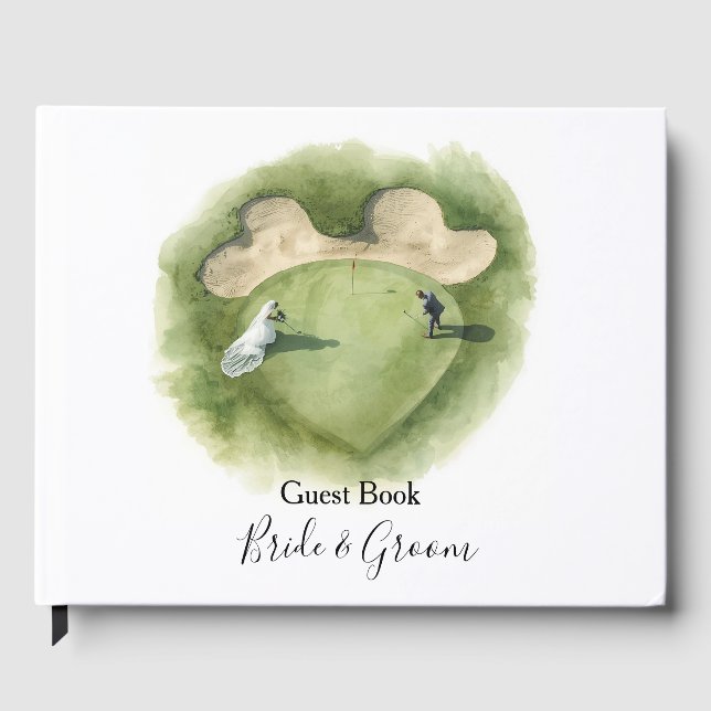 Golf Fore Ever with Bride and Groom Wedding  Guest Book (Front)