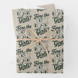 Golf Fore The Girls Cute Funny Golfing Ladies Wrapping Paper Sheet