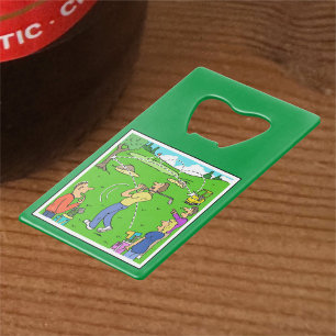 Golf Freak Shot & Bunker Cartoons. Credit Card Bottle Opener