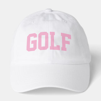 GOLF Fun Bold Pink Athletic Text White Background Trucker Hat