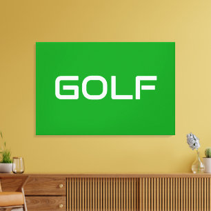 GOLF Fun Sporty Modern White Text On Bright Green Canvas Print