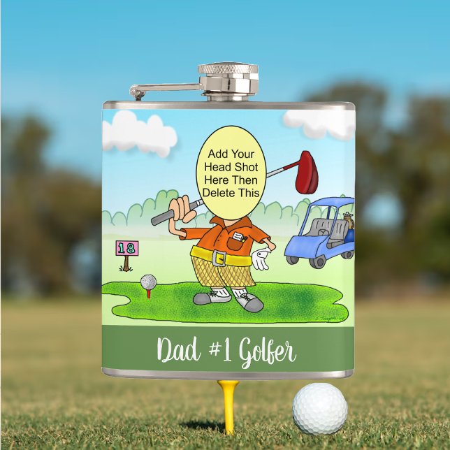    Golf Funny Cartoon Vinyl Wrapped Flask (Background photo courtesy of Freepik)