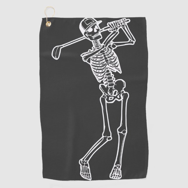 Golf Funny Golfing Skeleton playing Golfer Towel (Front)