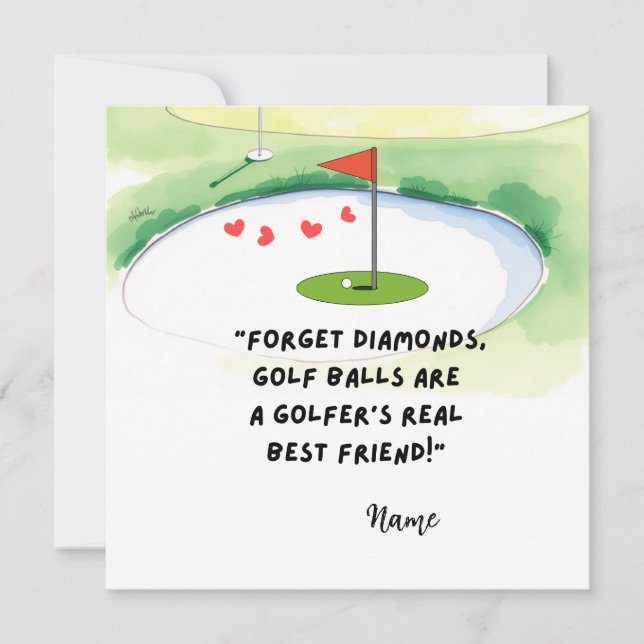 Golf Funny Quotes for Golfer Valentine's Day Holiday Card (Front)
