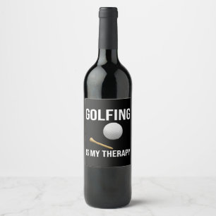 Golf  Funny Quotes golfing is my therapy Wine Label