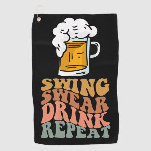 Golf Funny Saying Swing Swear Drink Repeat  Towel