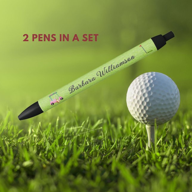 Golf Gal Pink Cart Flag Personalized Name Pen (Creator Uploaded)