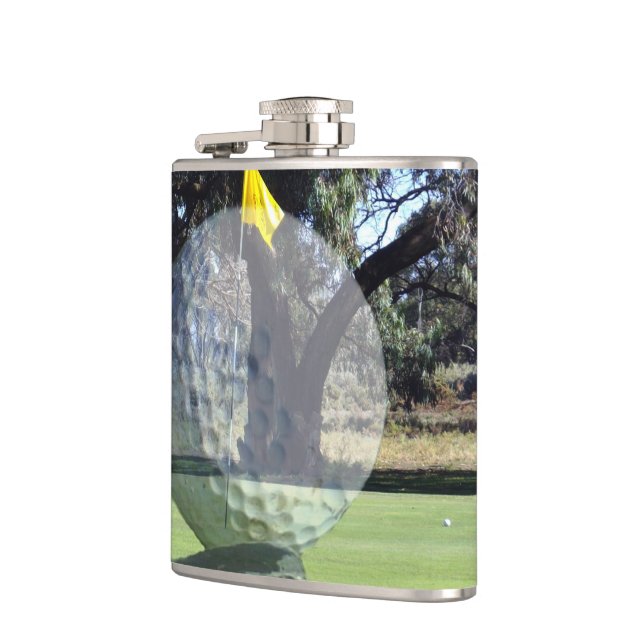 Golf Game Composition, Vinyl Wrapped Hip Flask (Left)