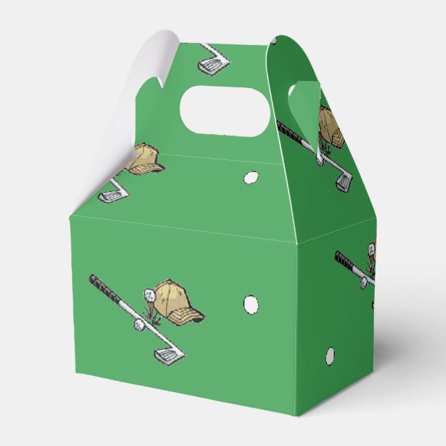 Golf gear on green favor box (Front Side)