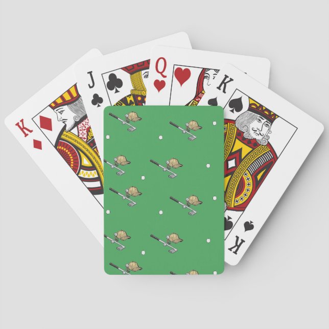 Golf gear on green playing cards (Back)