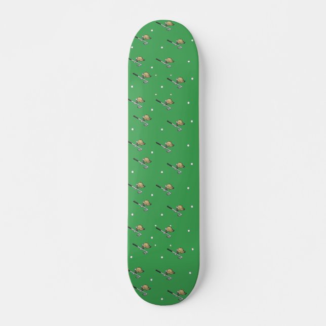 Golf gear on green skateboard (Front)