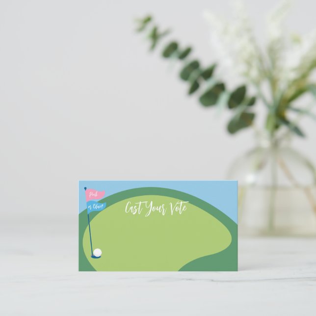 Golf Gender Reveal Ballot Cards, Vote Pink or Blue Card (Standing Front)