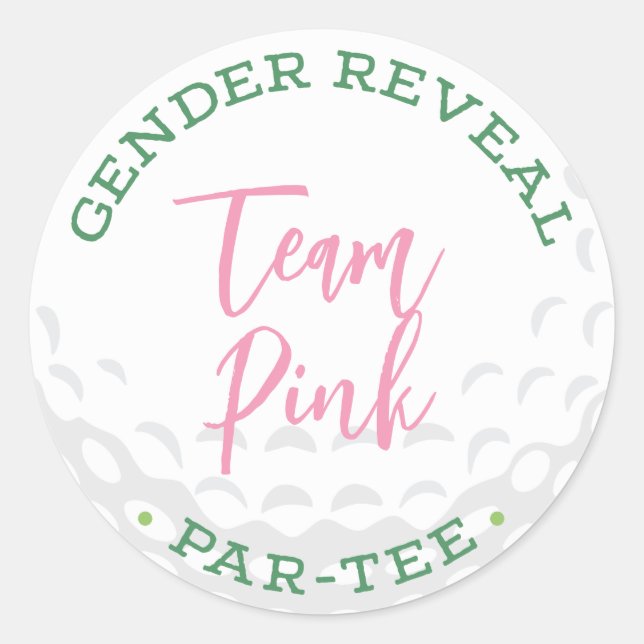 Golf Gender Reveal Par-Tee Stickers - Team Pink (Front)