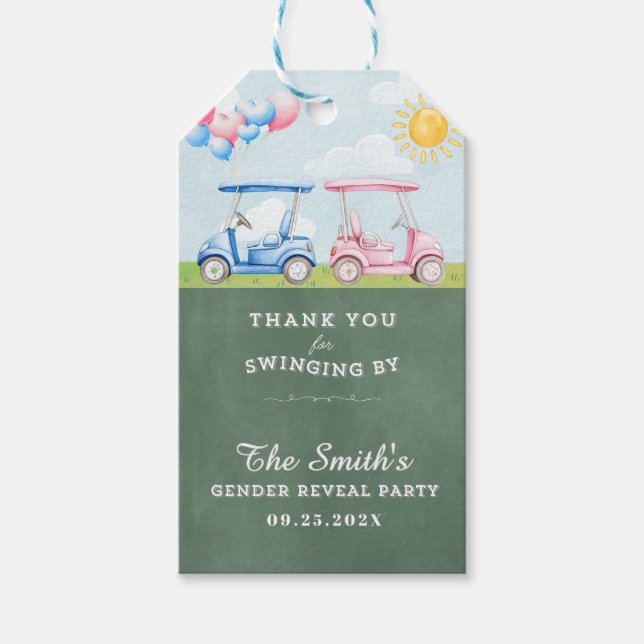 Golf Gender Reveal Thank You Tag (Front)