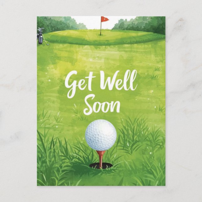 Golf Get Well Soon Card – Watercolor Golf Course  (Front)