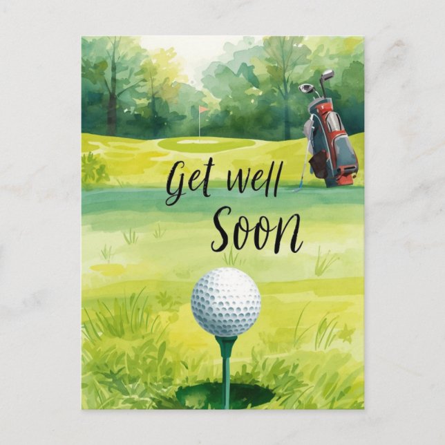 Golf Get Well Soon Card – Watercolor Golf Course  (Front)