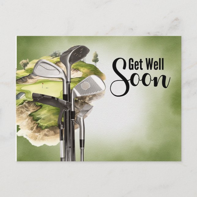 Golf Get well soon Golfer  Postcard (Front)