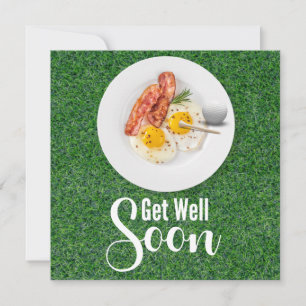 Golf Get well soon with breakfast egg bacon Card