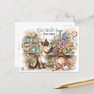 Golf get well soon with golf ball and flowers  postcard