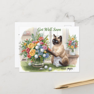 Golf get well soon with golf ball and flowers postcard