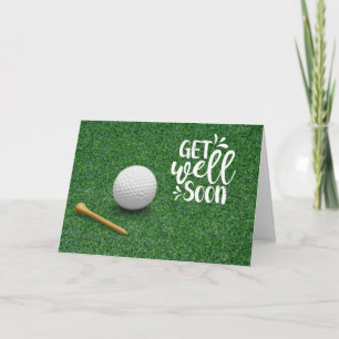 Golf Get well soon with golf ball on green grass Card