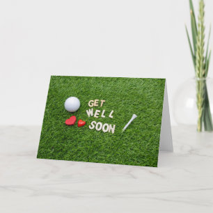 Golf get well soon with golf ball tee love card