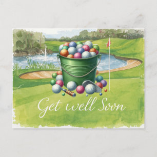 Golf Get well soon with golf course background Postcard