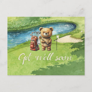 Golf Get well soon with golfer  on green Postcard