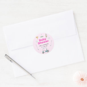 Golf Girl Baby Shower Classic Round Sticker