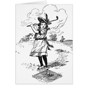 Golf Girl Golfing Vintage Art