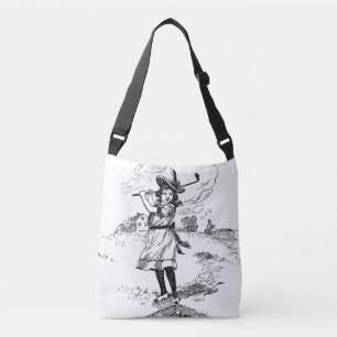 Golf Girl Golfing Vintage Art Crossbody Bag
