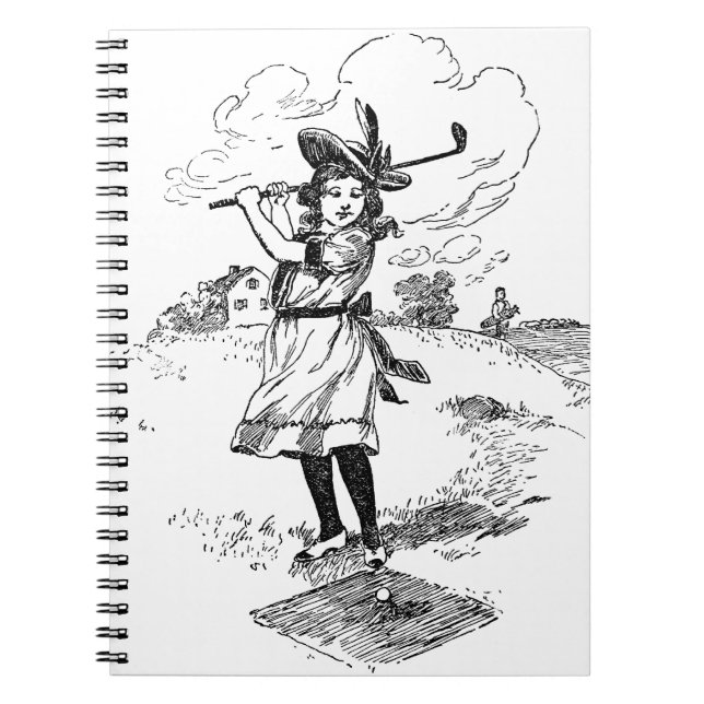 Golf Girl Golfing Vintage Art Notebook (Front)