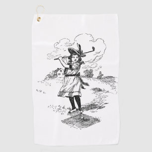 Golf Girl Golfing Vintage Art Towel