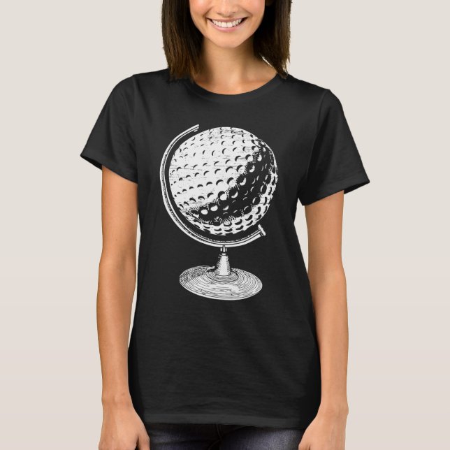 Golf Globe Golf Ball Globe In A Stand Golfer T-Shirt (Front)