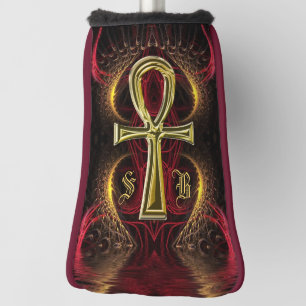Golf Goddess Gold Ankh Custom Monogram Initials Head Cover